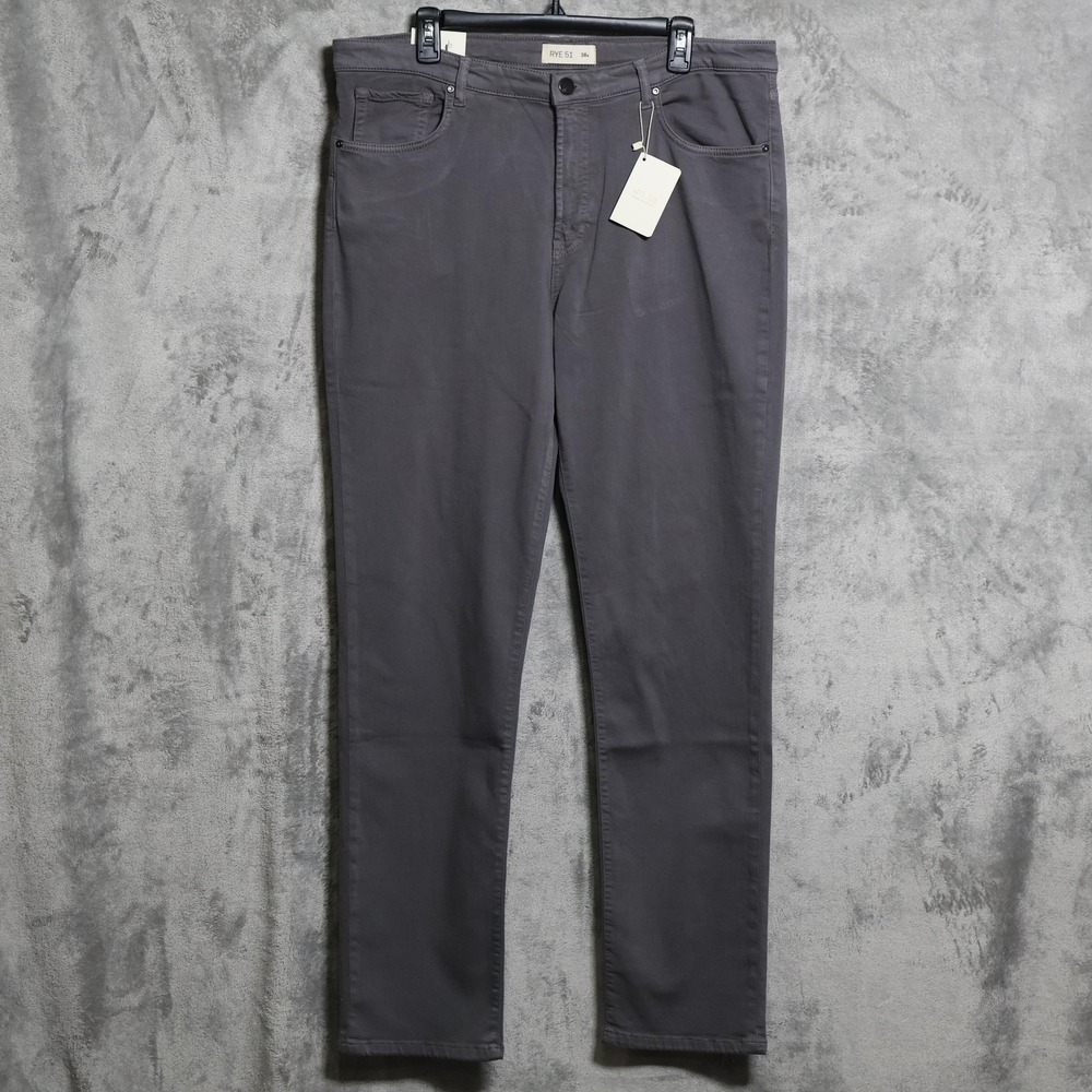 RYE 51 Pants Mens 38x34 Gray Silo Straight Fit French Twill 5-Pocket Stretch